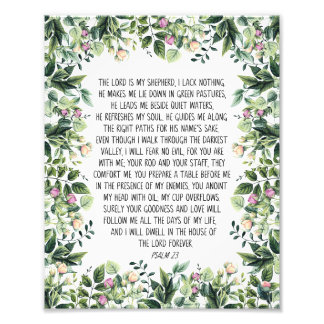 Herren är min Shepherd, Psalm 23, Bible Verse Fototryck