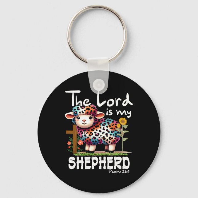 Herren är min Shepherd Psalm Cute Sheep Påsk Ch Nyckelring (Framsida)