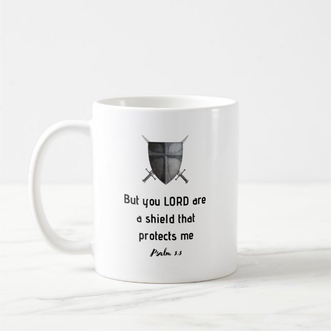 Herren är min sköld bibelvers t-shirt. kaffemugg (Vänster)