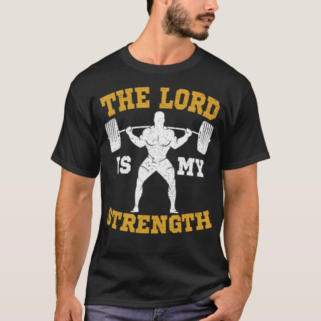 Herren är min starka kristna Gym Jesus Workou T Shirt (Framsida)