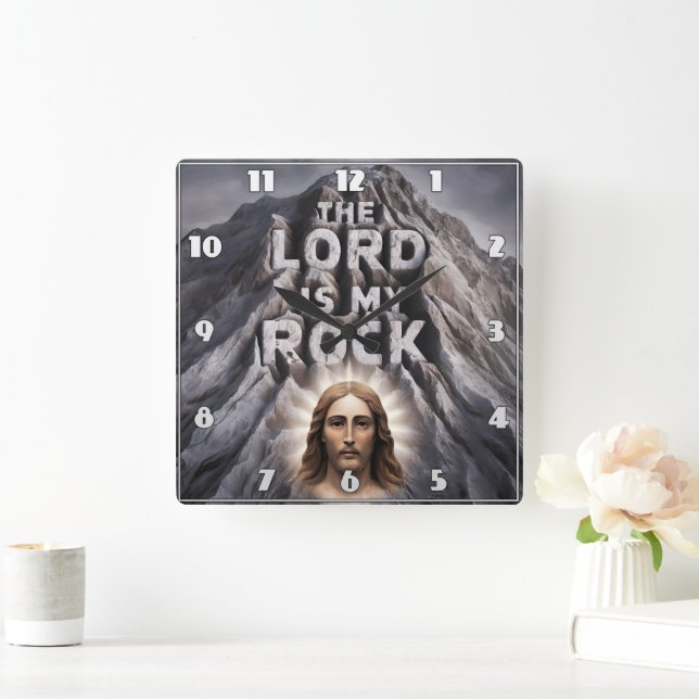 Herren är min Sten: Psalm 18:2 Fyrkantig Klocka (Hem)