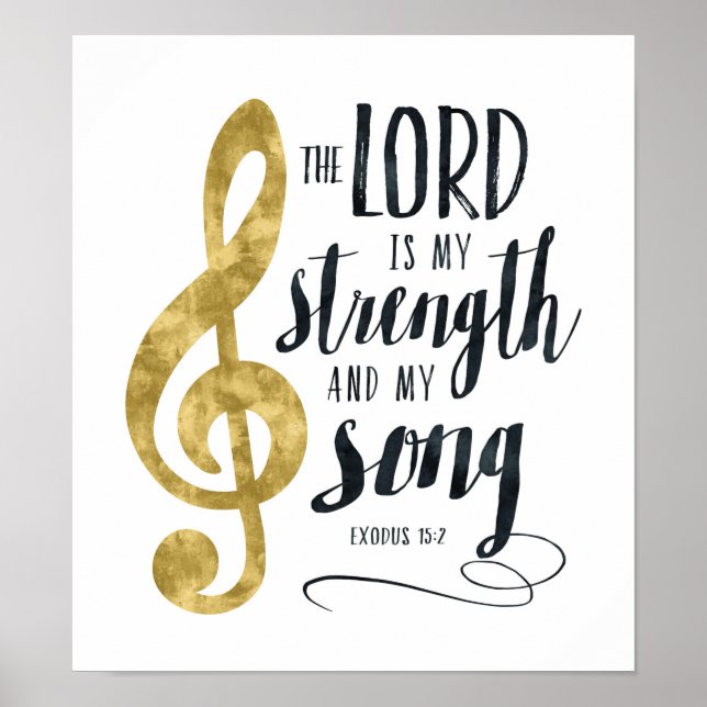 Herren är min styrka och min Sång Guld skriver ut Poster (Framsidan)