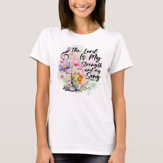 Herren är min styrka och min sång t shirt (Framsida)