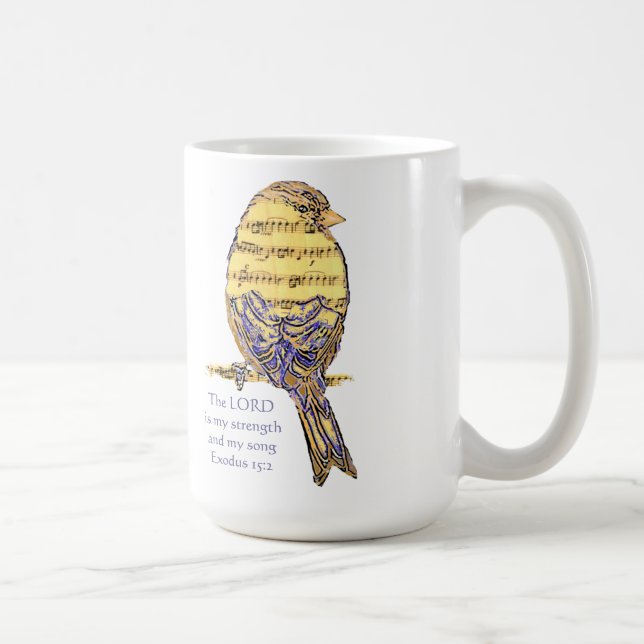 Herren är min styrka och Sång Scripture Bird Mugg (Höger)