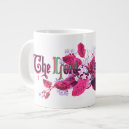 Herren är Uppstånden Vintage Påskkonst Magenta Ros Jumbo Mugg