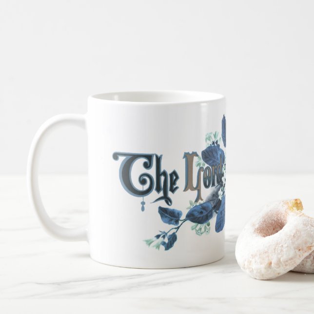 "Herren är Uppstånden" Vintage Påskkonst teal Kaffemugg (Med munk)