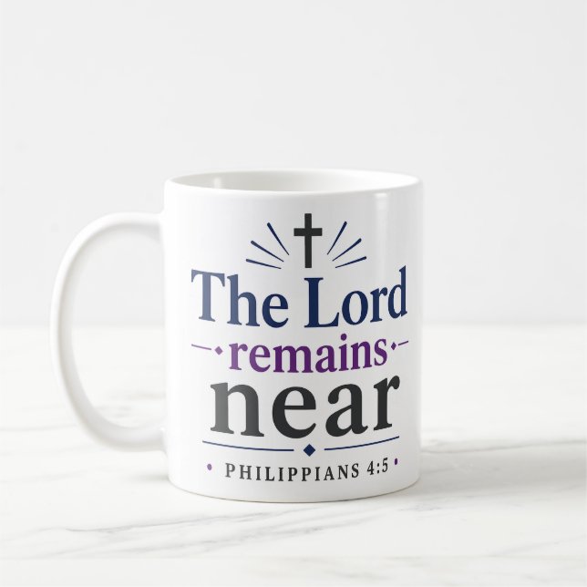 Herren förblir nära elegant tro baserad text kaffemugg (Vänster)