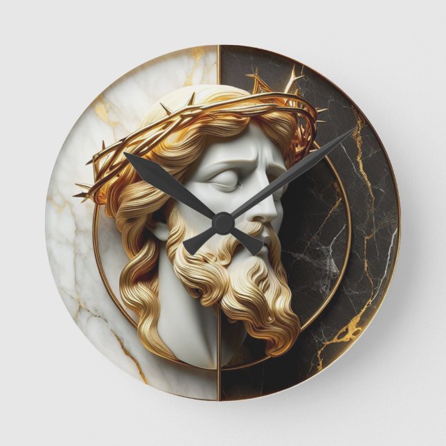 Herren förskönande Jesus tittar i himlen Rund Klocka (Framsida)