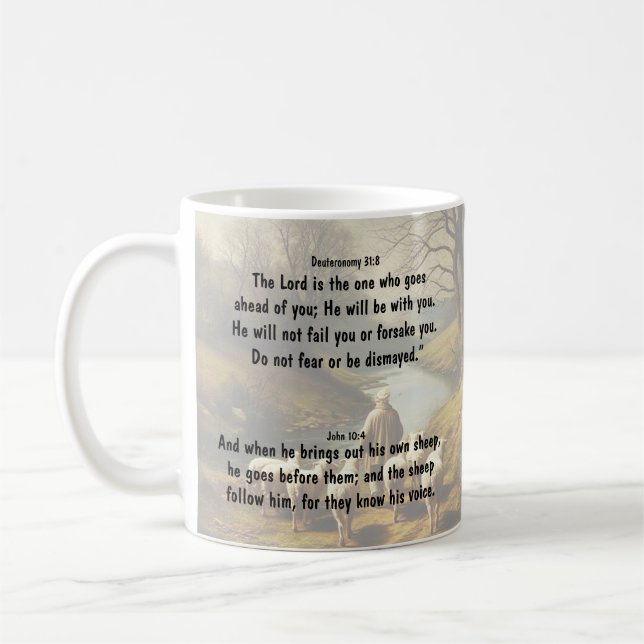 Herren God Herde Går Före Dig Bibelvers Kaffemugg (Vänster)