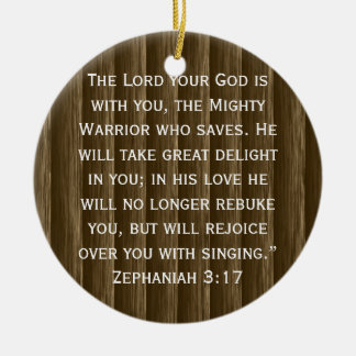 Herren Gud är med dig. Zephaniah 3:17 Julgransprydnad Keramik