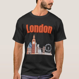 Herren London Skyline Big Font T-Shirt i svart