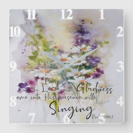  Herren med glädje blommigt Fyrkantig Klocka