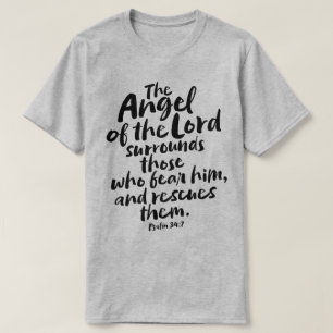 Herren Psalms ängel 34:7 Bible Verse Christian T Shirt