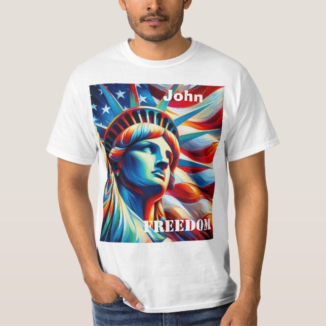 Herren T-Shirt med frihetsgudinnan (Framsida)