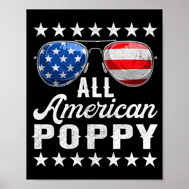 Herrens amerikanska vallmopsshirt 4 juli matchande poster (Framsidan)