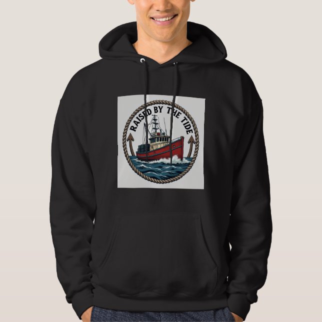 Herrens Basic "Raised by the Tide" Grafisk T-Shirt Hoodie (Framsida)