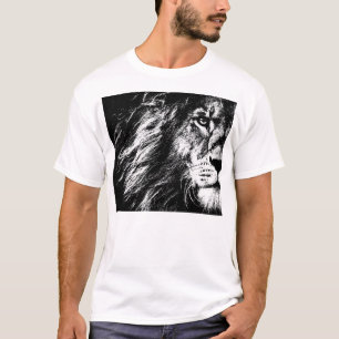 Herrens Basic Vita T-Shirt Modern Elegant Lejon An