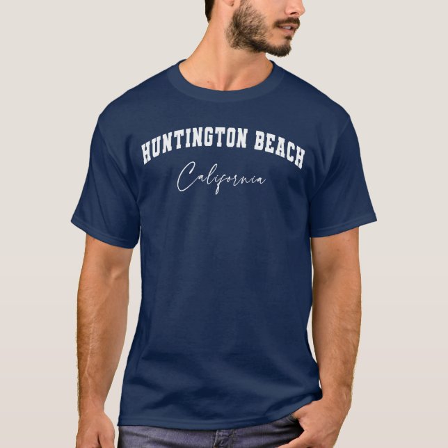 Herrens blå Huntington Beach, California T-shirt (Framsida)