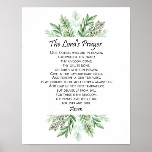 Herrens bön med grönska ~ Matteus 6:9-13 Poster