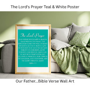 Herrens bön Teal & Vit Poster