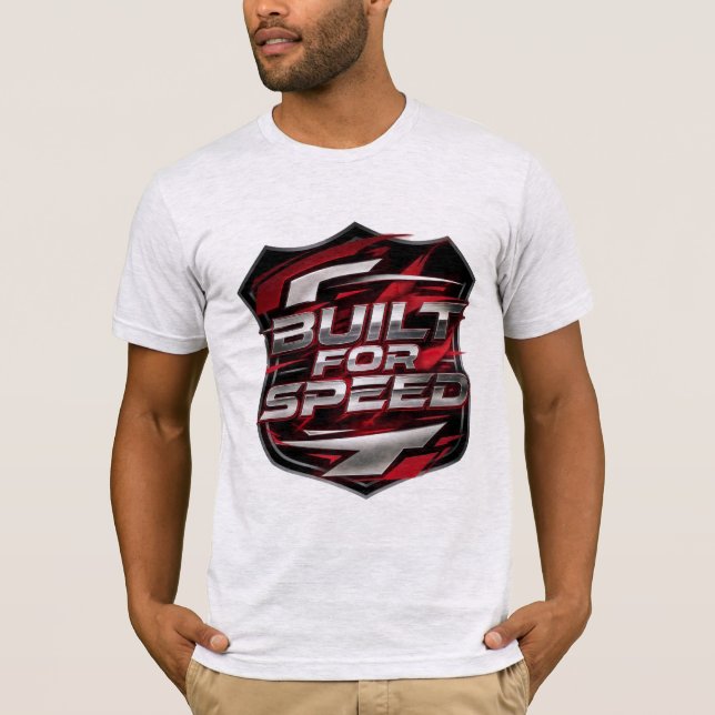Herrens Built for Speed Racing Shield Emblem T-Shi T Shirt (Framsida)