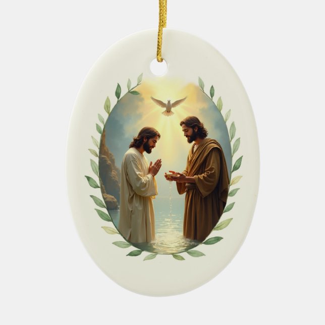 Herrens dop - Guds fred och välsignelser Julgransprydnad Keramik (Framsidan)