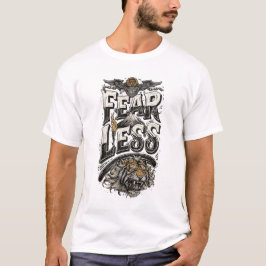 Herrens Fearless Tiger Mountain Motiverande Vit T- T Shirt