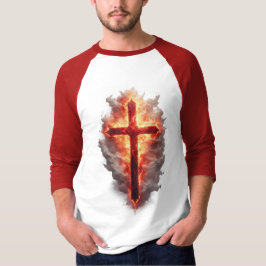 Herrens flammande kristna kors basebolltröja t shirt