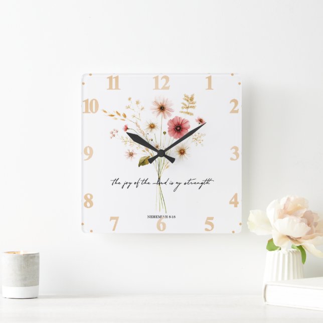 Herrens glädje minimalistisk blomster fyrkantig klocka (Hem)