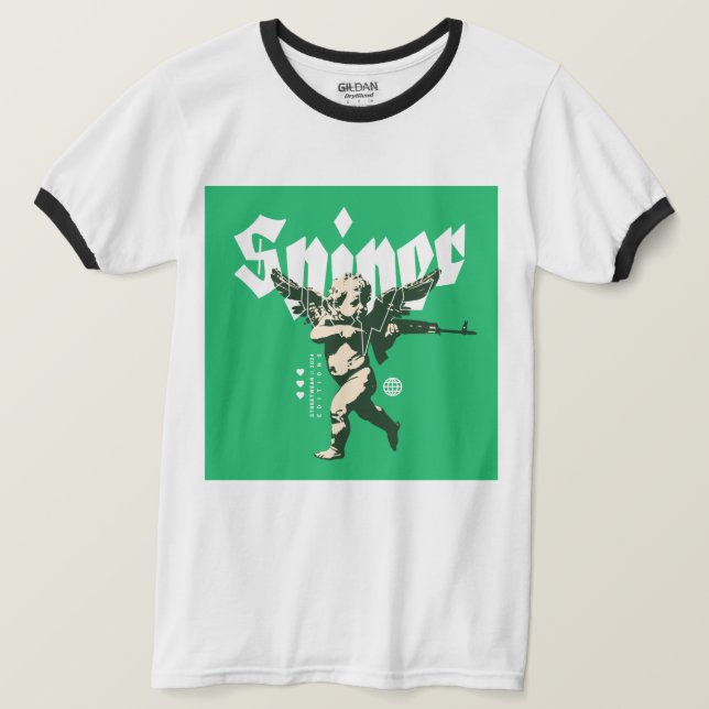 Herrens grundläggande ringtröja t shirt (Design framsida)