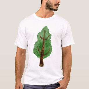 Herrens Klassiska Tallträd Vita T-Shirt - Minimali
