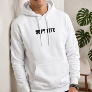 Herrens mjuka vita överdragshoodie Estetisk Hoodie