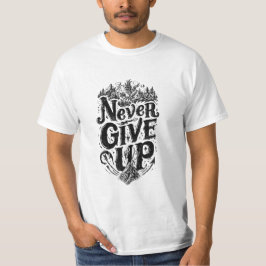 Herrens Never Give Up Mountain Eagle Motiverande T Shirt