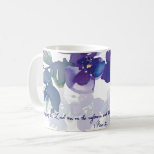 Herrens ögon, lila akvarellblomma  kaffemugg