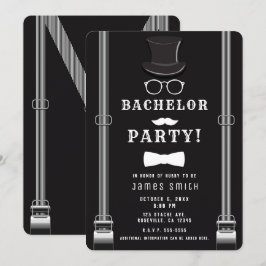 Herrens Svägers Bachelorfest Hipster Suspär Inbjudningar
