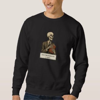 Herrens svarta skelettgrafiska crewneck-sweatshirt lång ärmad tröja