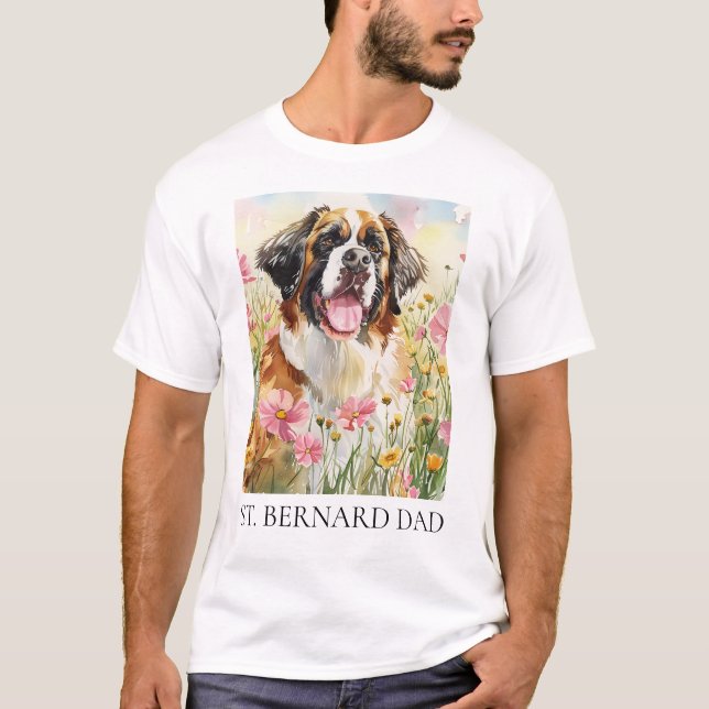 Herrens T-Shirt – Saint Bernard Pappa Tröja (Framsida)