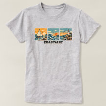 Herrens Vintage Coastal Ocean Waves T-Shirt - COAS