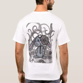 Herrens vita t-shirt Zentangle Bunny bakre tryck