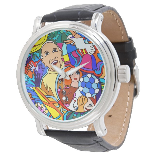 Herrenuhr mit Lederarmband schwarz Armbandsur (Vinklad)