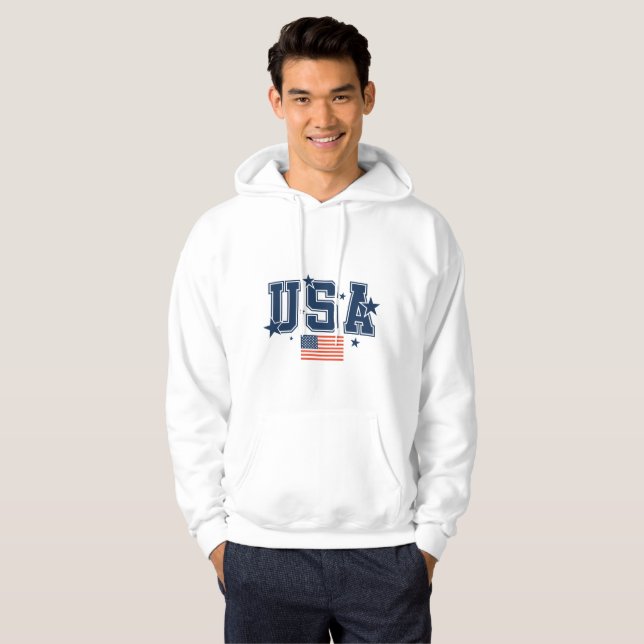 Herrflagga USA Hoodie (Hel framsida)
