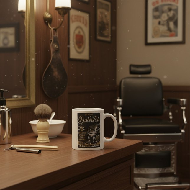 Herrfrisör Retro Frisyrer Rakning Kaffemugg (Skapare uppladdad)