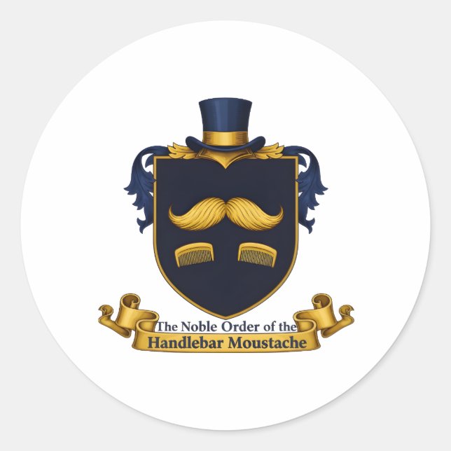 Herrgardinmustasch Gentlemans Rund Klistermärke (Framsida)
