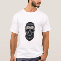 Herrgrafisk T-shirt med skalle och skägg