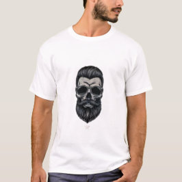 Herrgrafisk T-shirt med skalle och skägg