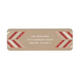 Herringbone Band Address Label - Crimson Returadress Etikett