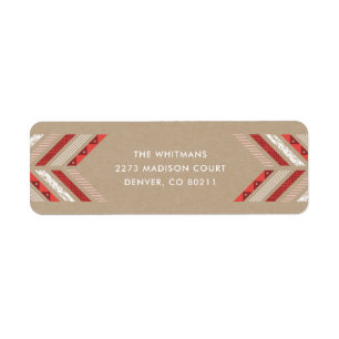 Herringbone Band Address Label - Crimson Returadress Etikett