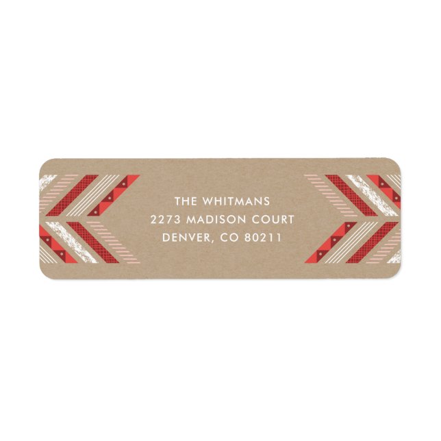 Herringbone Band Address Label - Crimson Returadress Etikett (Framsidan)