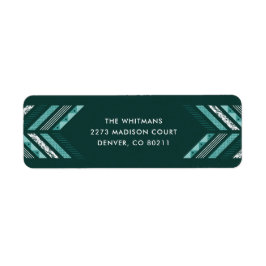 Herringbone Band Address Label - Teal Returadress Etikett