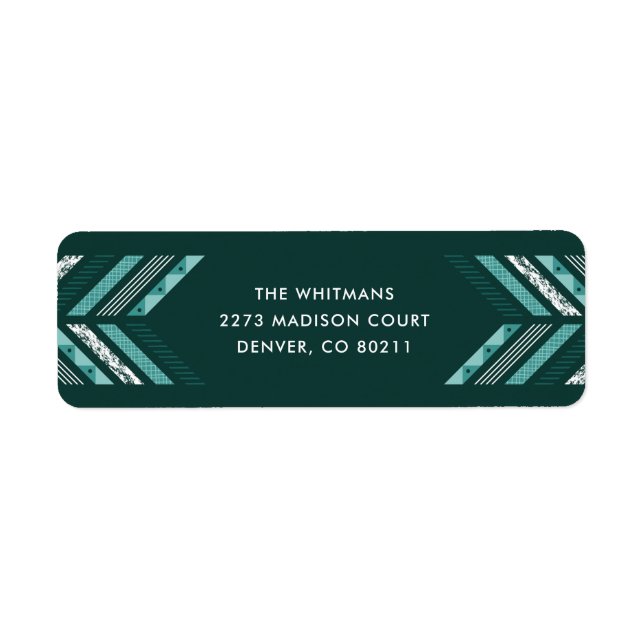 Herringbone Band Address Label - Teal Returadress Etikett (Framsidan)